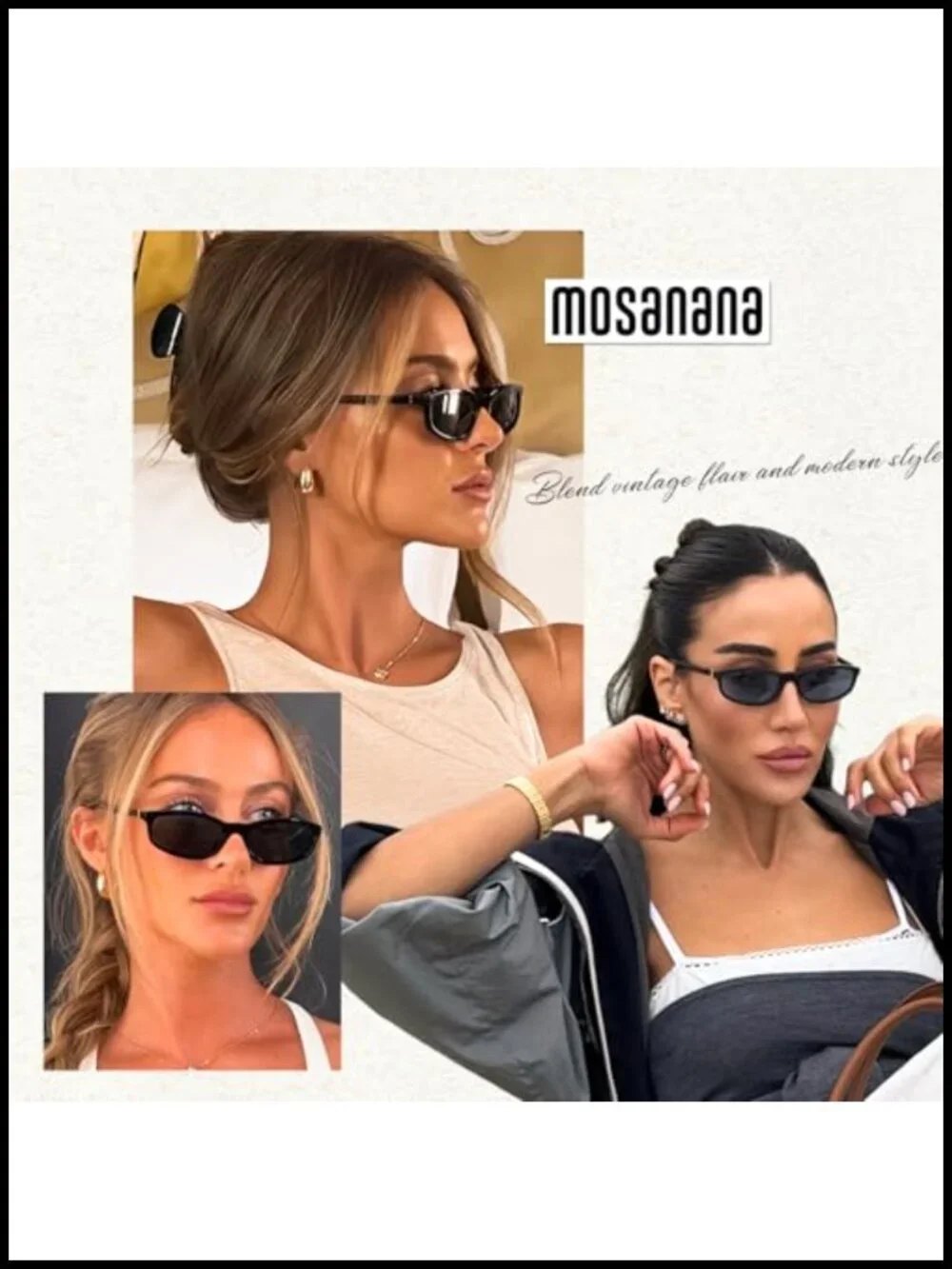 Cat Eye Sunglasses for Women Retro Y2K Narrow Frame with UV400 Protection